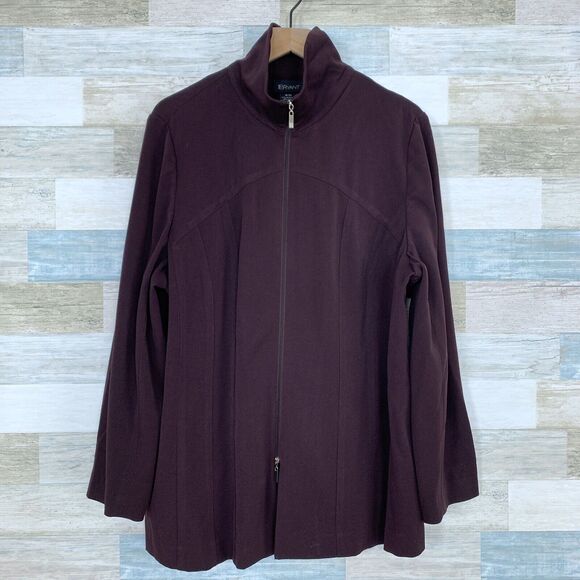 Lane Bryant Full Zip Cardigan Jacket Brown Mock Neck Womens Plus Size 18 20 - Picture 1 of 7